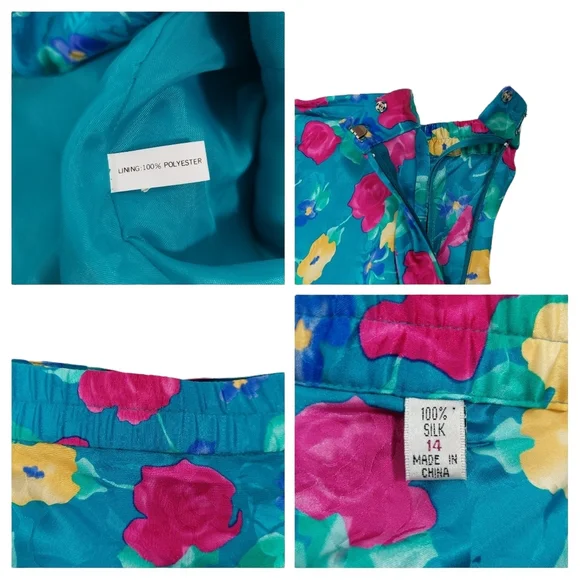 Adrianna Papell Vintage Safe Silk 100% Floral Boho Silk Two Piece Maxi S…